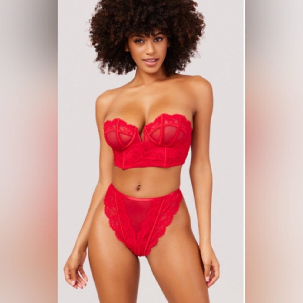 YandyRed Lace Bustier Set